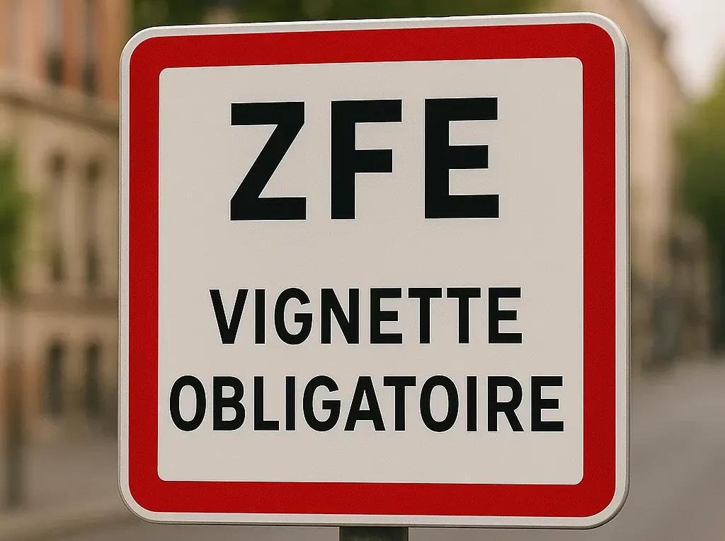 Panneau ZFE avec mention vignette obligatoire