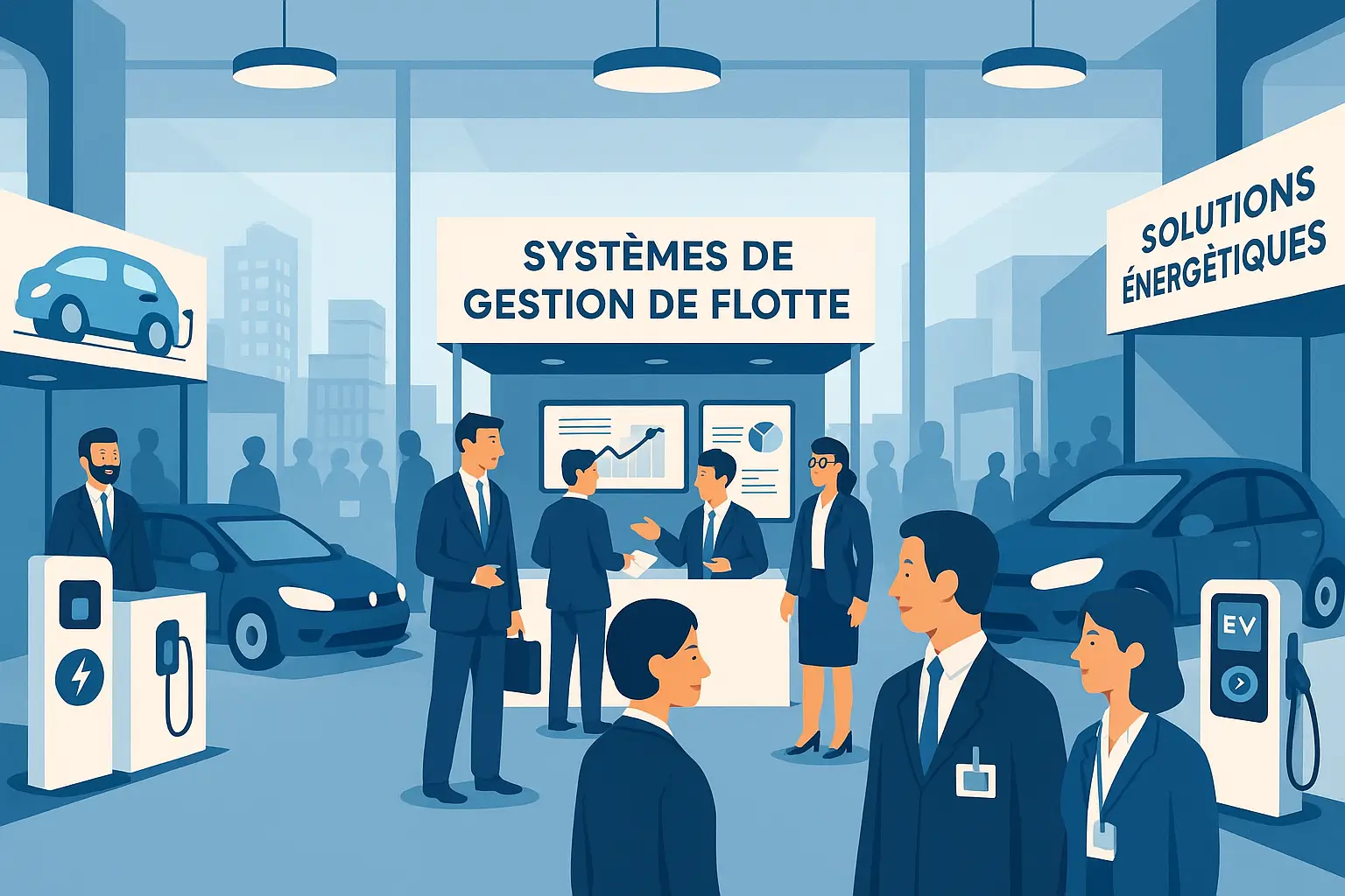 Stands professionnels au salon Flotauto Lyon 2025 autour de la gestion de flotte