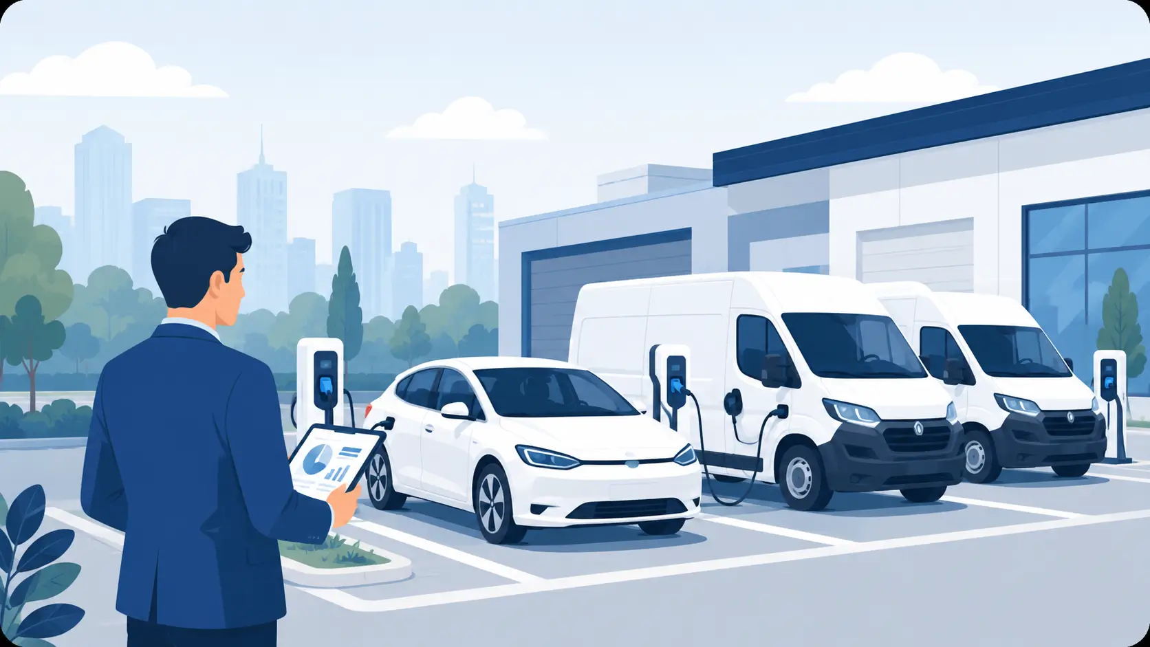 Électrification des flottes d’entreprise avec véhicules électriques en recharge