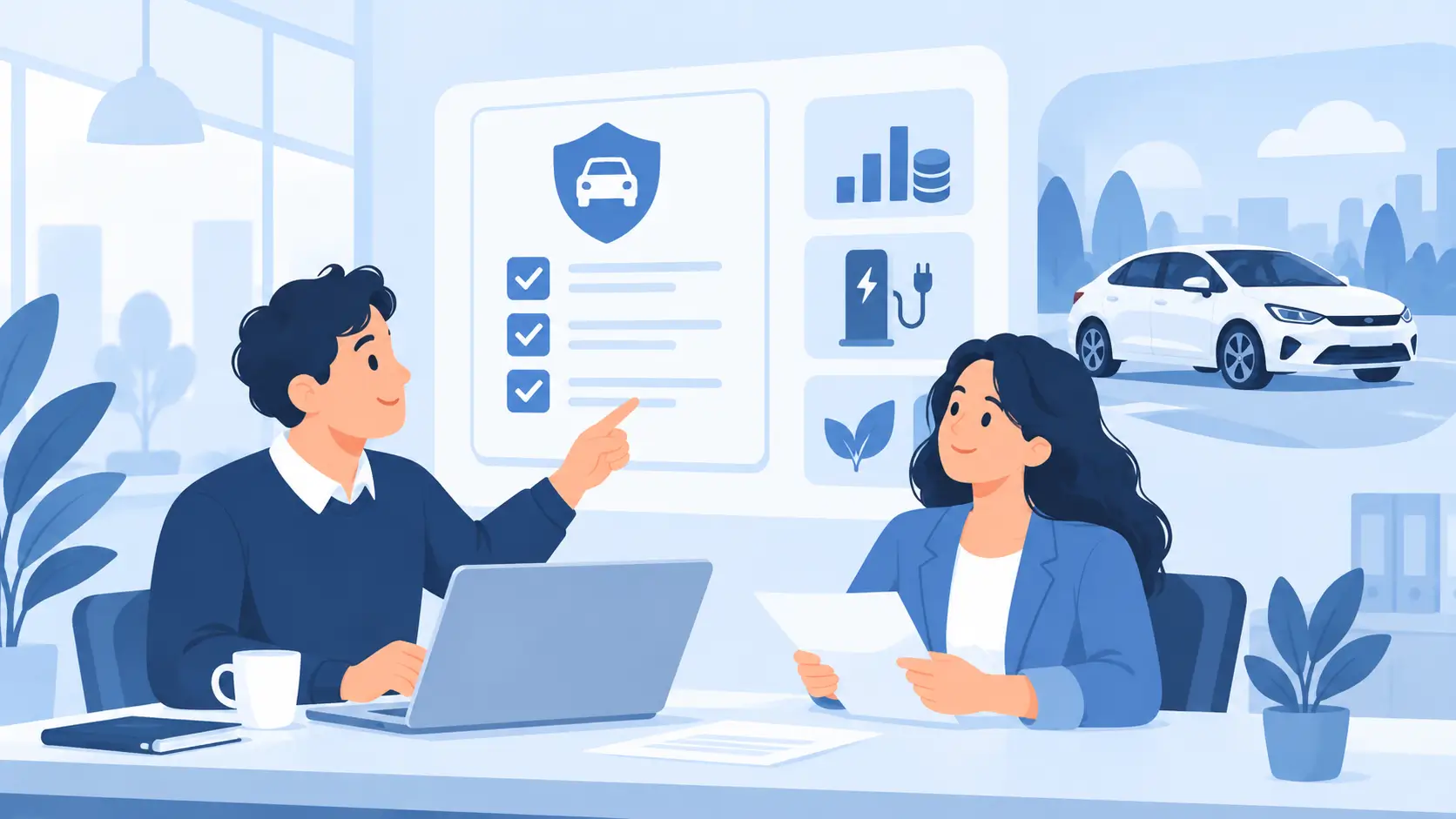 Gestionnaire de flotte préparant la Car Policy automobile de son entreprise